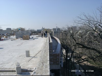 West face of building, viewed from the Northwest looking South