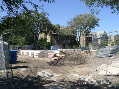 Southeast corner of building, viewed from the Southeast