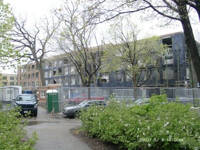 West face of building, viewed from the Southwest